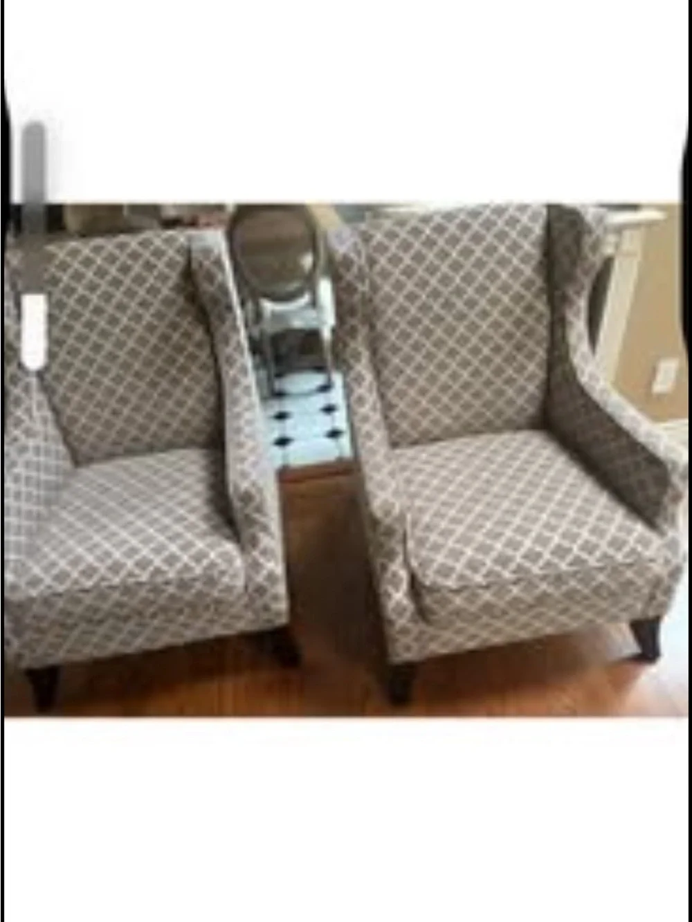 Pier1 imports Alex wing Diamond-Pattern Accent Chair Pair in Taupe